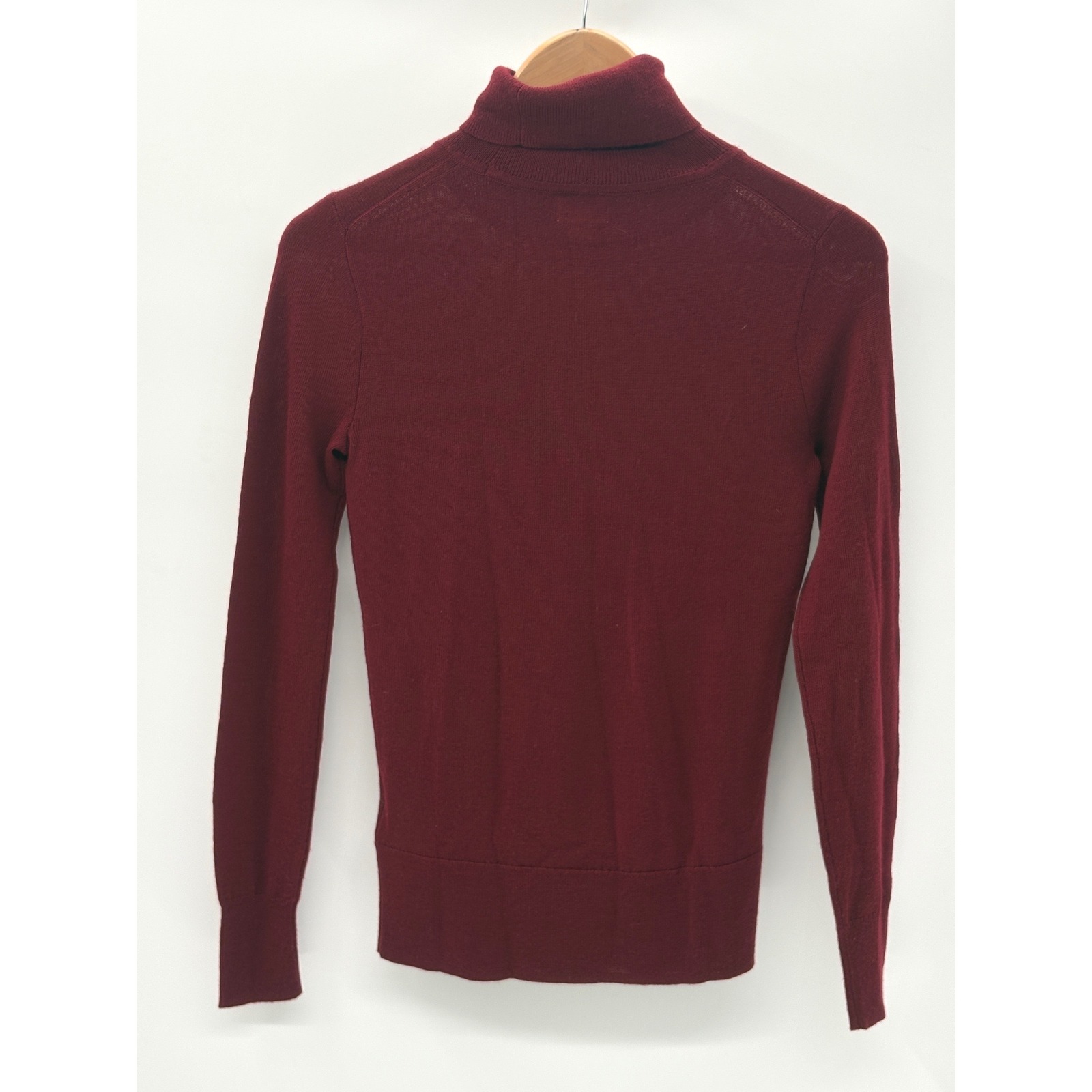 J. Crew Sweater Turtleneck Merino Wool Blend Dark Red Maroon Lightweight